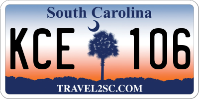 SC license plate KCE106