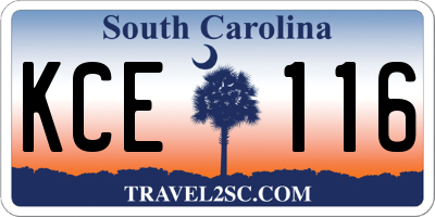 SC license plate KCE116