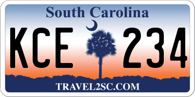 SC license plate KCE234
