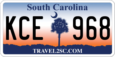 SC license plate KCE968