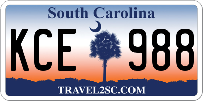 SC license plate KCE988