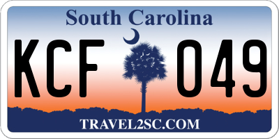SC license plate KCF049