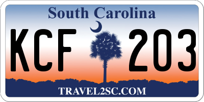 SC license plate KCF203