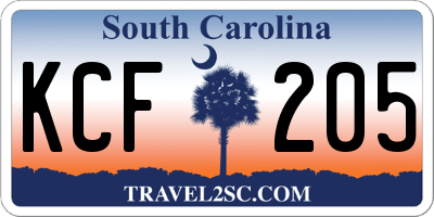 SC license plate KCF205