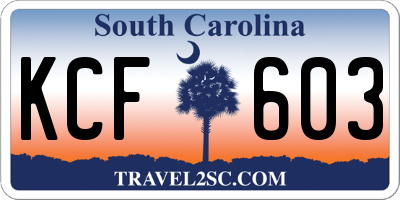 SC license plate KCF603
