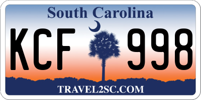 SC license plate KCF998