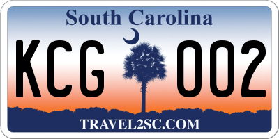 SC license plate KCG002