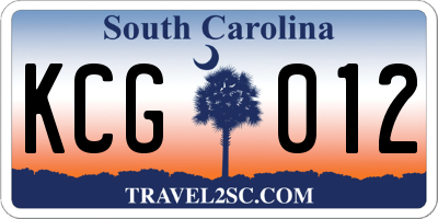 SC license plate KCG012