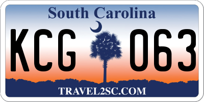 SC license plate KCG063