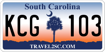 SC license plate KCG103