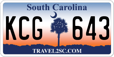 SC license plate KCG643