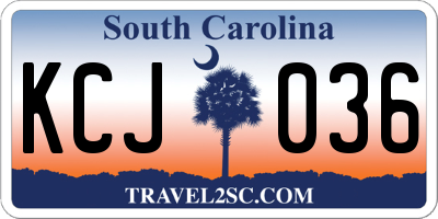 SC license plate KCJ036