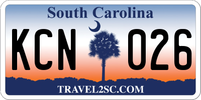 SC license plate KCN026