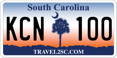 SC license plate KCN100
