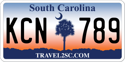 SC license plate KCN789