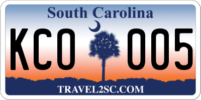 SC license plate KCO005