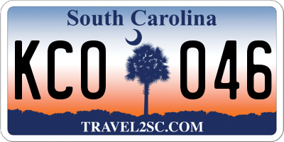 SC license plate KCO046