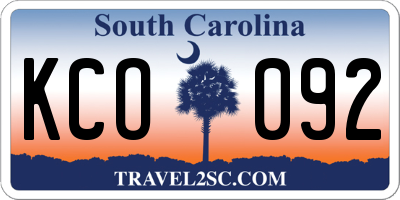 SC license plate KCO092