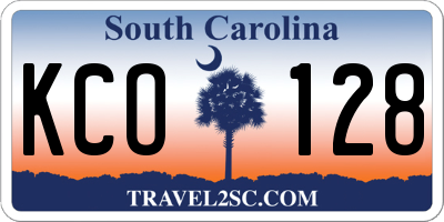 SC license plate KCO128