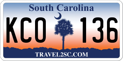 SC license plate KCO136