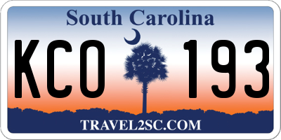 SC license plate KCO193