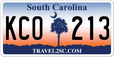 SC license plate KCO213