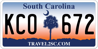 SC license plate KCO672