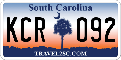SC license plate KCR092