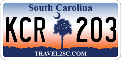 SC license plate KCR203