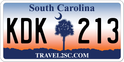 SC license plate KDK213