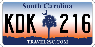 SC license plate KDK216