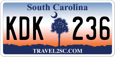 SC license plate KDK236