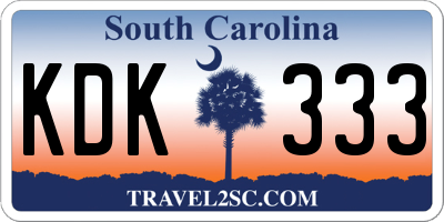 SC license plate KDK333