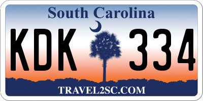 SC license plate KDK334