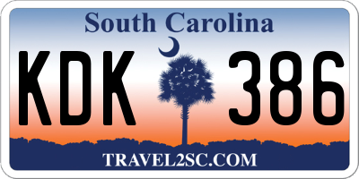 SC license plate KDK386