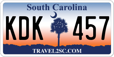 SC license plate KDK457