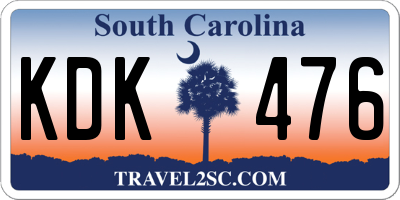 SC license plate KDK476