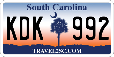 SC license plate KDK992