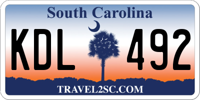 SC license plate KDL492