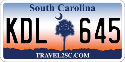SC license plate KDL645
