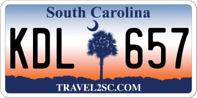 SC license plate KDL657