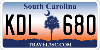 SC license plate KDL680