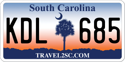 SC license plate KDL685