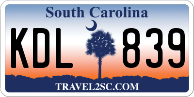 SC license plate KDL839