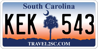 SC license plate KEK543