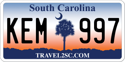 SC license plate KEM997