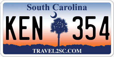 SC license plate KEN354