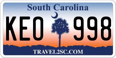 SC license plate KEO998