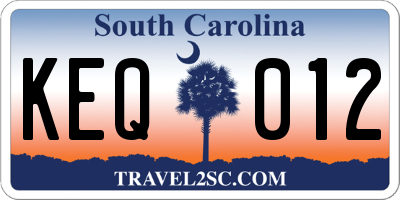 SC license plate KEQ012