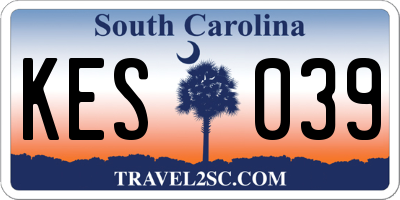 SC license plate KES039